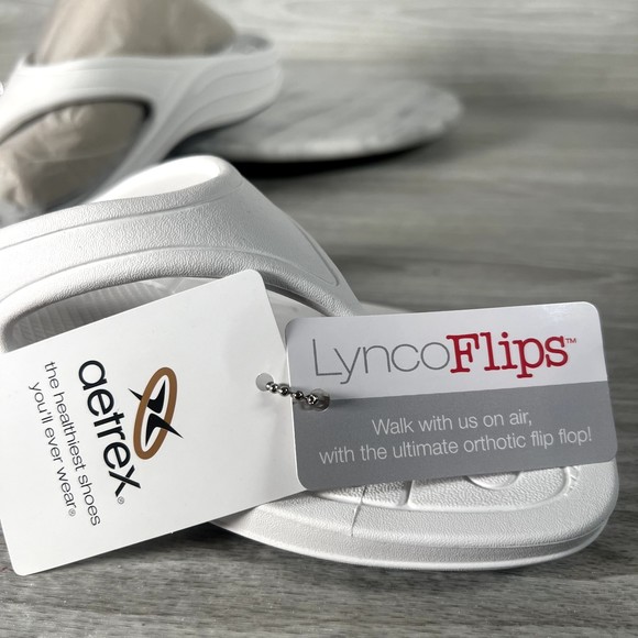 Aetrex Sandals Women’s 11 White Flip Flops Lynco Orthotic Arch Support Comfort - Picture 11 of 15